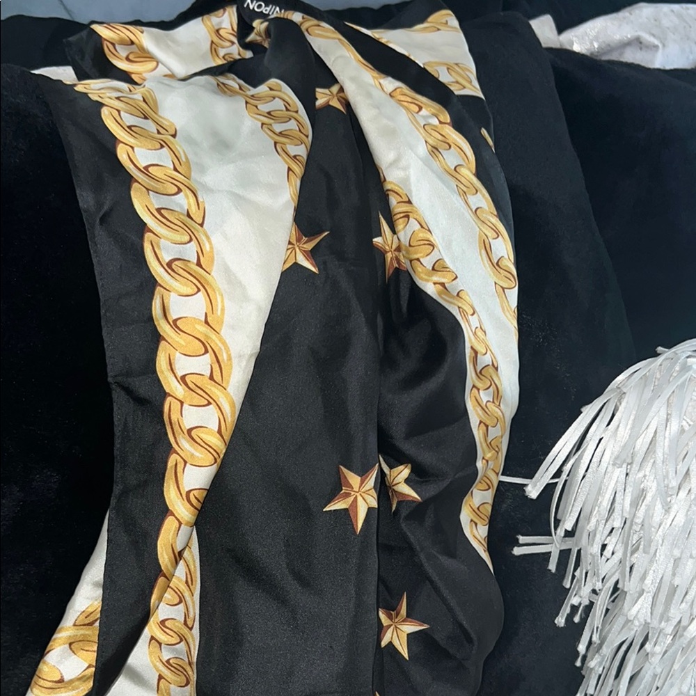 Albert Nipon Black And Gold Scarf - image 3